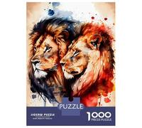 1000 Pieces Jigsaw Puzzles for Adults Lions Couple Watercolor Jigsaws for Adults Brain Teaser Game Stress Reliever Birthday And Unique Gifts 38x26cm/1000pcs