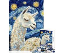 1000 Pieces Jigsaw Puzzles for Adults Llama Sleeping Starry Night Family Games Stress Reliever Toy Wall Decor Artists Collection, Fine Art (38x52cm)