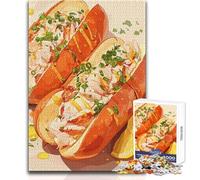 1000 Pieces Jigsaw Puzzles for Adults Lobster Rolls with Lemon Illustration Educational Family Game Difficult Hard Gift For Birthdays Size 50x75cm