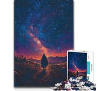 1000 Pieces Jigsaw Puzzles for Adults Lone Wanderer Under Starry Nebula Sky Toys Educational Games Precision Cutting Great Gift 50x75cm(1000pcs)