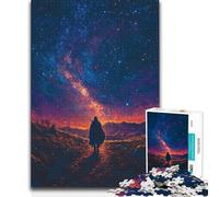 1000 Pieces Jigsaw Puzzles for Adults Lone Wanderer Under Starry Nebula Sky Toys Educational Games Precision Cutting Great Gift 38x26cm(1000pcs)