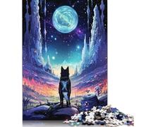 1000 Pieces Jigsaw Puzzles for Adults Luna Night Wolf Landscape Square Jigsaw Puzzles, for Adults And Teenager, Paper Puzzles Home Art Decor 1000pcs (38x26cm)