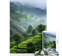 1000 Pieces Jigsaw Puzzles for Adults Lush Green Tea Plantation Landscape Relaxing Games Home Art Decor DIY Toys Artists Collection, Fine Art (50X75cm)