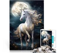 1000 Pieces Jigsaw Puzzles for Adults Magic Moon Horse Made of cardboard,for age 14 years and over Challenging game and family game Gift for birthdays。size:26x38cm/10.24x14.96inch