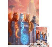 1000 Pieces Jigsaw Puzzles for Adults Magical Cats Ancient Structure Toy Wall Decor Great Gifts And Toys Hands-on Game Improving Love between Couples Size 38x52cm