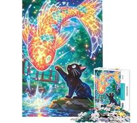 1000 Pieces Jigsaw Puzzles for Adults Magical Koi Fish And Cat Adult Jigsaw Brain Teaser Game Stress Reliever Parent-child Interaction (Size 38x52cm)