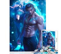 1000 Pieces Jigsaw Puzzles for Adults Man with A Fox Anti-Stress Toys Great Gift Relax Games Improving Love between Couples Size 38x52cm