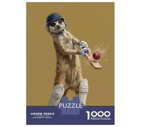 1000 Pieces Jigsaw Puzzles for Adults Meerkat Playing Cricket Jigsaw for Adults Brain Teaser Game Presents for Women Birthday And Unique Gifts 70x50cm/1000pcs