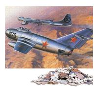 1000 Pieces Jigsaw Puzzles for Adults Mikoyan Gurevich MiG15 Square Paper Puzzles Unique Piece Puzzle Educational Fun Games Toys 38x26cm/1000pcs