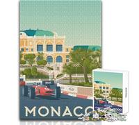 1000 Pieces Jigsaw Puzzles for Adults Monaco Travel Poster Educational Family Game Difficult Hard Gift For Birthdays Size 50x75cm