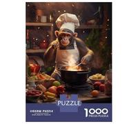 1000 Pieces Jigsaw Puzzles for Adults Monkey Cooking Kitchen Art Jigsaws for Adults Brain Teaser Game Stress Reliever Birthday And Unique Gifts 70x50cm/1000pcs