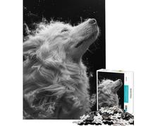 1000 Pieces Jigsaw Puzzles for Adults Monochrome Wolf Portrait Help The Brain Exercise Stress Reliever Family Game for Age 14+ Game (38X52cm)