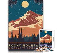 1000 Pieces Jigsaw Puzzles for Adults Moon Over Rocky Mountain Educational Family Game Difficult Hard Gift For Birthdays Size 38x26cm