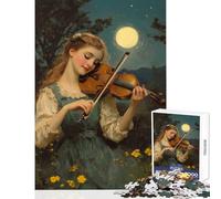 1000 Pieces Jigsaw Puzzles for Adults Moonlight Violinist Toy Wall Decor Gift Birthday Relaxing Games Parent-child Interaction Size 38x26cm