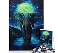 1000 Pieces Jigsaw Puzzles for Adults Moonlit Elephant Journey Jigsaw for Adults Family Game Wall Decoration for Is Ideal As A Gifts (Size 38x26cm)