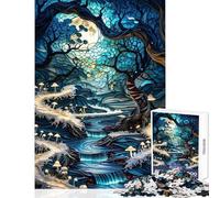 1000 Pieces Jigsaw Puzzles for Adults Moonlit Forest Stream Hands-on Game Enhance Memory Anti-Stress Toys Artists Collection, Fine Art (38X52cm)