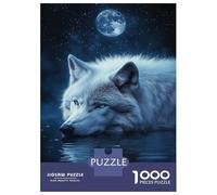 1000 Pieces Jigsaw Puzzles for Adults Moonlit Wolf Reflections Puzzles for Adults Family Games Precision Cutting Unique Gifts for Birthday And Christmas 52x38cm/1000pcs