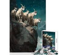 1000 Pieces Jigsaw Puzzles for Adults Mountain Goats at Night Home Decoration Toys Great Gift for Games Relax Games Improving Love between Couples Size 38x26cm