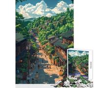 1000 Pieces Jigsaw Puzzles for Adults Mountain Town Stroll Relaxing Games Home Art Decor DIY Toys Artists Collection, Fine Art (52X38cm)
