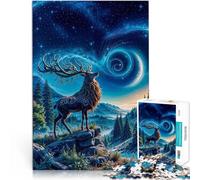 1000 Pieces Jigsaw Puzzles for Adults Mystical Deer Under Starry Sky DIY-Spielzeug Verbessern Sie das Gedächtnis38x26cm