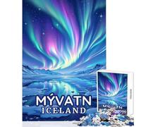 1000 Pieces Jigsaw Puzzles for Adults Mývatn Iceland's Unforgettable Aurora Experience Home Decoration Toys Great Gift for Games Relax Games Improving Love between Couples Size 50x75cm