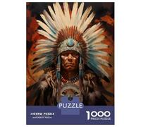 1000 Pieces Jigsaw Puzzles for Adults Native American Headdress Art Print Jigsaw for Adults Family Game Precision Cutting Unique Gifts for Birthday And Christmas 70x50cm/1000pcs