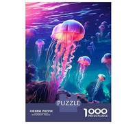 1000 Pieces Jigsaw Puzzles for Adults Neon Jellyfish Glowing Jigsaws for Adults Brain Teaser Game Stress Reliever Birthday And Unique Gifts 38x26cm/1000pcs