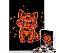 1000 Pieces Jigsaw Puzzles for Adults Neon Kitten Hands-on Game Enhance Memory Anti-Stress Toys Artists Collection, Fine Art (38X52cm)