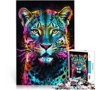 1000 Pieces Jigsaw Puzzles for Adults Neon Leopard Portrait Hands-on Game for is ideal as a gift for the whole family 26x38cm