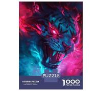 1000 Pieces Jigsaw Puzzles for Adults Neon Tiger Wall Art Print Adult Jigsaw Puzzle Toy Wall Decor Analysis And Logic for Is Ideal As A Gift 52x38cm/1000pcs