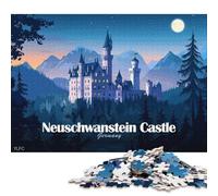 1000 Pieces Jigsaw Puzzles for Adults Neuschwanstein Castle, Germany at Night Square Jigsaw Puzzles, for Adults And Teenager, Wooden Puzzles Home Art Decor 1000pcs (75x50cm)