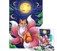 1000 Pieces Jigsaw Puzzles for Adults Nine-tailed Fox Under The Moon Jigsaw for Adults DIY Toys Wall Decoration Unique Gifts for Birthday And Christmas (Size 38x52cm)