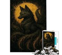 1000 Pieces Jigsaw Puzzles for Adults Nine-tailed Fox with Golden Aura Puzzles for Adults Relaxing Games Enhance Memory Birthday And Unique Gifts (Size 38x26cm)