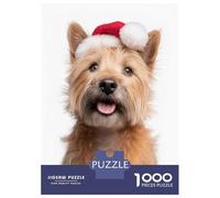 1000 Pieces Jigsaw Puzzles for Adults Norwich Terrier Dog with Santa Hat Portrait Teenager Puzzles DIY Toys Improve Memory Birthday And Unique Gifts 70x50cm/1000pcs