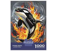 1000 Pieces Jigsaw Puzzles for Adults Orca Killer Whale Art Print Jigsaw for Adults Relax Games Perfect Decoration Unique Gifts for Birthday And Christmas 52x38cm/1000pcs