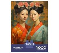 1000 Pieces Jigsaw Puzzles for Adults Painted Asian Twins Jigsaws for Adults Brain Teaser Game Stress Reliever Birthday And Unique Gifts 70x50cm/1000pcs