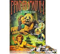 1000 Pieces Jigsaw Puzzles for Adults Panda Horror Movie Poster Square Jigsaw Puzzles, for Adults And Teenager, Wooden Puzzles Home Art Decor 1000pcs (75x50cm)