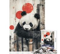 1000 Pieces Jigsaw Puzzles for Adults Panda with Red Circles Family Games A Work of Art Toy Wall Decor Artists Collection, Fine Art (50X75cm)