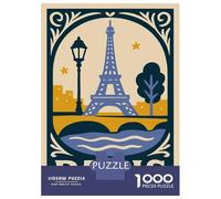 1000 Pieces Jigsaw Puzzles for Adults Paris Illustration with Eiffel Tower Jigsaws for Adults Brain Teaser Game Stress Reliever Birthday And Unique Gifts 38x26cm/1000pcs