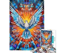 1000 Pieces Jigsaw Puzzles for Adults Peace Dove Stained Glass Adult Jigsaw Brain Teaser Game Stress Reliever Parent-child Interaction (Size 50x75cm)