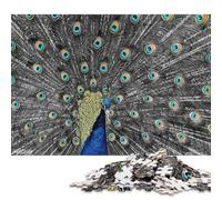 1000 Pieces Jigsaw Puzzles for Adults Peacock with Feather Wheel Square Wooden Puzzles Unique Piece Puzzle Educational Fun Games Toys 1000pcs (75x50cm)