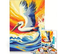 1000 Pieces Jigsaw Puzzles for Adults Pelican in Flight over Ocean Waves, Relax Games, Precision Cutting, Suitable for Desktop Decoration 38x52cm