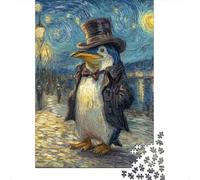 1000 Pieces Jigsaw Puzzles for Adults Penguin in Top Hat Painting Puzzles for Adults Anti-Stress Toys Staycation Kill Time Birthday And Unique Gifts 70x50cm/1000pcs