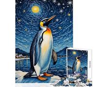 1000 Pieces Jigsaw Puzzles for Adults Penguin Under Starry Sky Relaxing Games Home Art Decor DIY Toys Artists Collection, Fine Art (50X75cm)