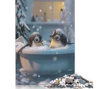 1000 Pieces Jigsaw Puzzles for Adults Penguins Bath Washing Cute Square Jigsaw Puzzles, for Adults And Teenager, Wooden Puzzles Home Art Decor 1000pcs (75x50cm)