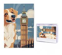 1000 Pieces Jigsaw Puzzles for Adults Personalized Wooden Puzzle A dog sitting next to a building and Big Ben Puzzles from Photos Picture Puzzle for Family Wedding Christmas Birthday Gifts