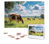 1000 Pieces Jigsaw Puzzles for Adults Personalized Wooden Puzzle cows grazing Puzzles from Photos Picture Puzzle for Family Wedding Christmas Birthday Gifts