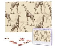 1000 Pieces Jigsaw Puzzles for Adults Personalized Wooden Puzzle Hand Drawn Giraffes Puzzles from Photos Picture Puzzle for Family Wedding Christmas Birthday Gifts