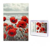 1000 Pieces Jigsaw Puzzles for Adults Personalized Wooden Puzzle Red Poppy Flower Puzzles from Photos Picture Puzzle for Family Wedding Christmas Birthday Gifts