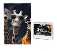 1000 Pieces Jigsaw Puzzles for Adults Personalized Wooden Puzzle Three giraffes wearing sunglasses Puzzles from Photos Picture Puzzle for Family Wedding Christmas Birthday Gifts